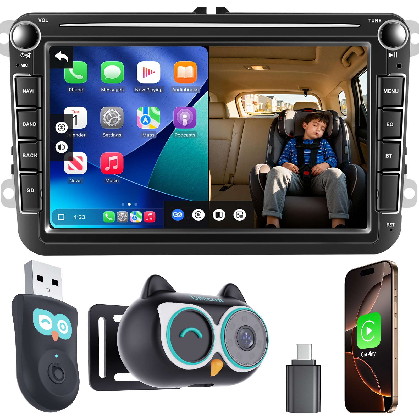 Baby Monitor Sensor - OTTOCAST Cabin Care Wireless CarPlay Adapter