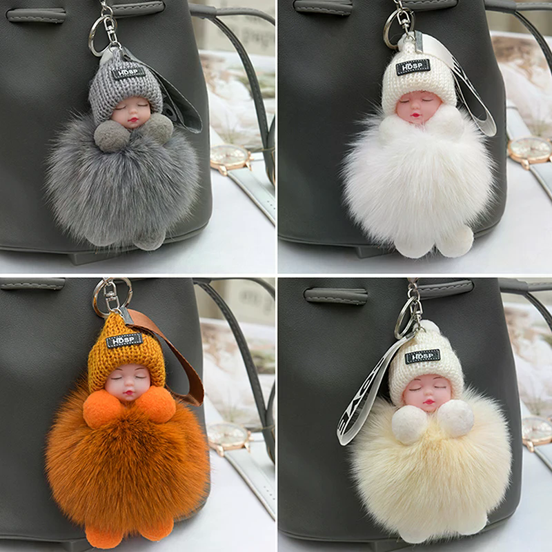Baby Sleep Sack - Pompom Sleeping Baby Keychain Cute Fluffy