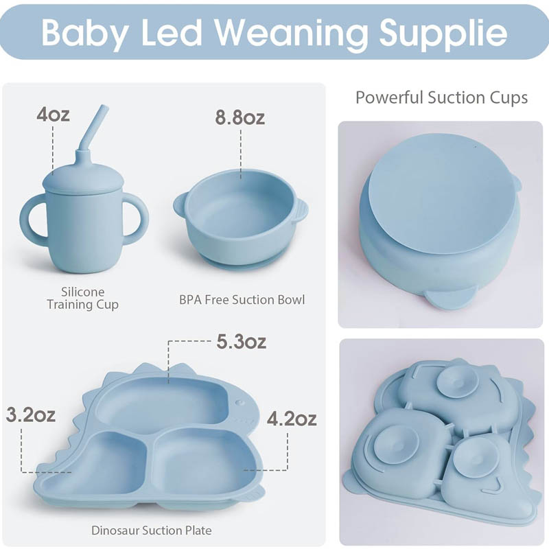 Baby Silicone Tableware Dinosa - Baby Led Weaning Set 리뷰 및 가격